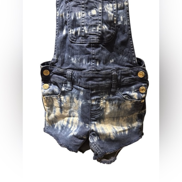 3/$20 Justice Girls Size 8 Tie-Dye Denim Shortalls Overalls Adjustable Straps - Picture 3 of 5